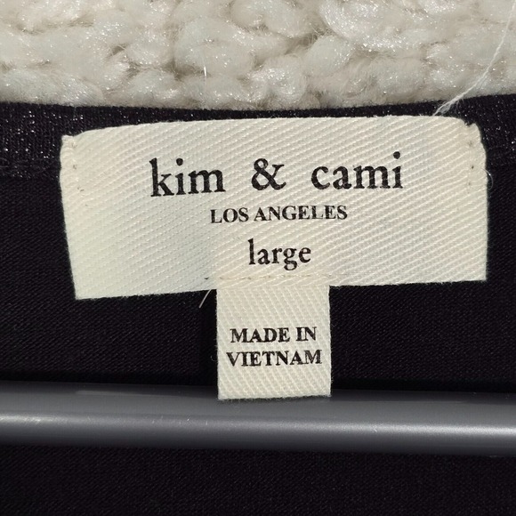 Kim & Cami Top Womens Large Black Metallic Puff Sleeve Party‎ Punk - Picture 4 of 10